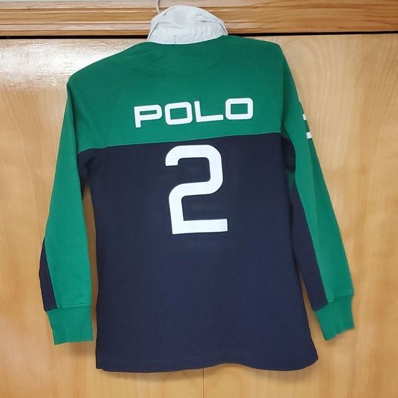 Polo Ralph Lauren long sleeve rugby shirt 8 / small green navy - Picture 4 of 5